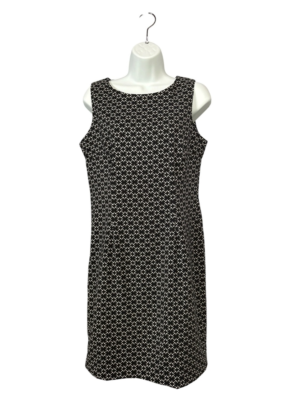 Mario Serrani Italy, Black White Shift Dress Size 8 Geometric Print Career Dress - Picture 4 of 10